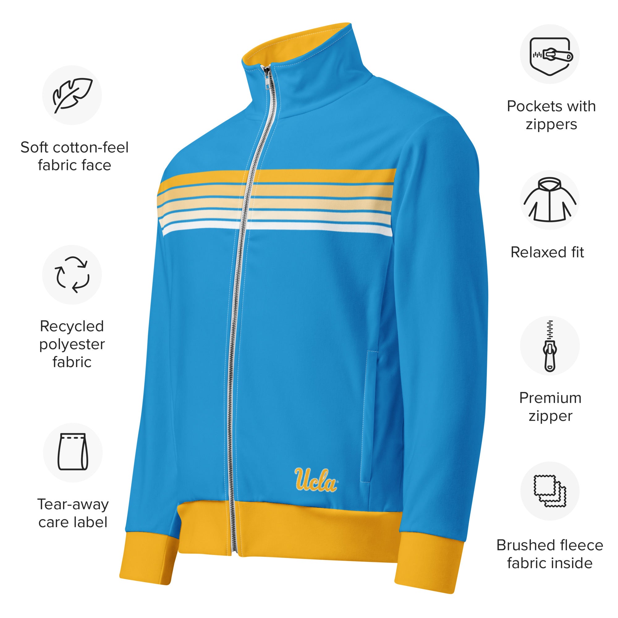 UCLA Bruins Retro 5 Stripe Unisex Track Jacket