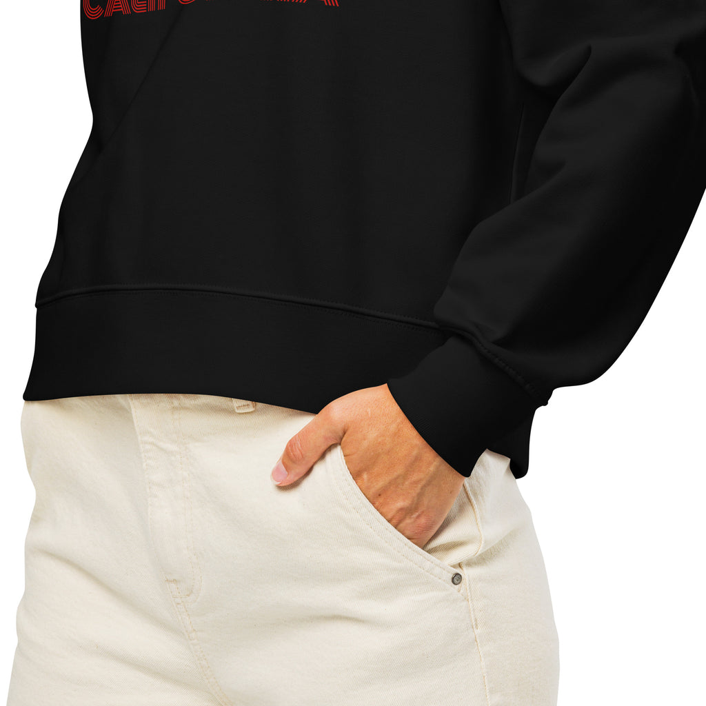 Womens Organic Crew Neck Sweatshirt - Retro California Sunset Gradient 70s Graphic