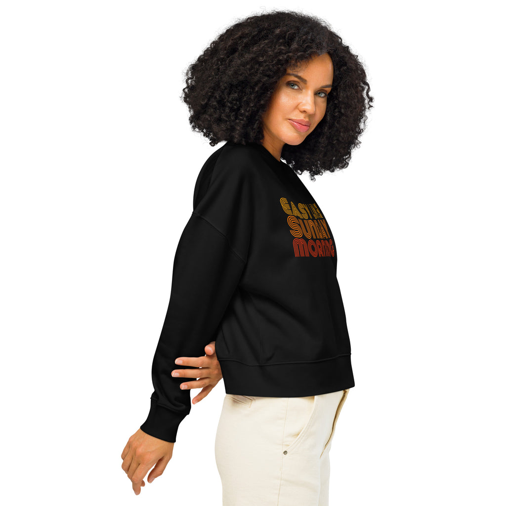 Womens Organic Crew Neck Sweatshirt - Retro Easy Like Sunday 70s Graphic