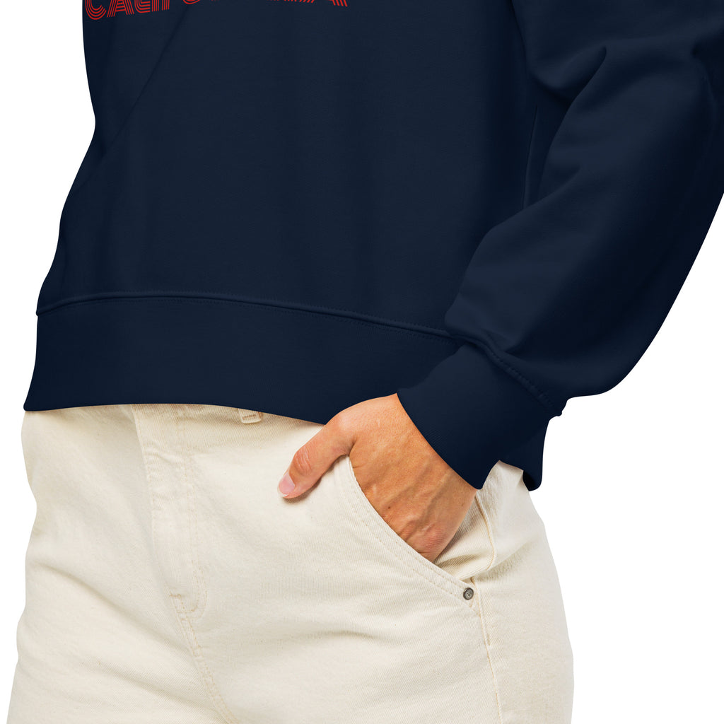Womens Organic Crew Neck Sweatshirt - Retro California Sunset Gradient 70s Graphic