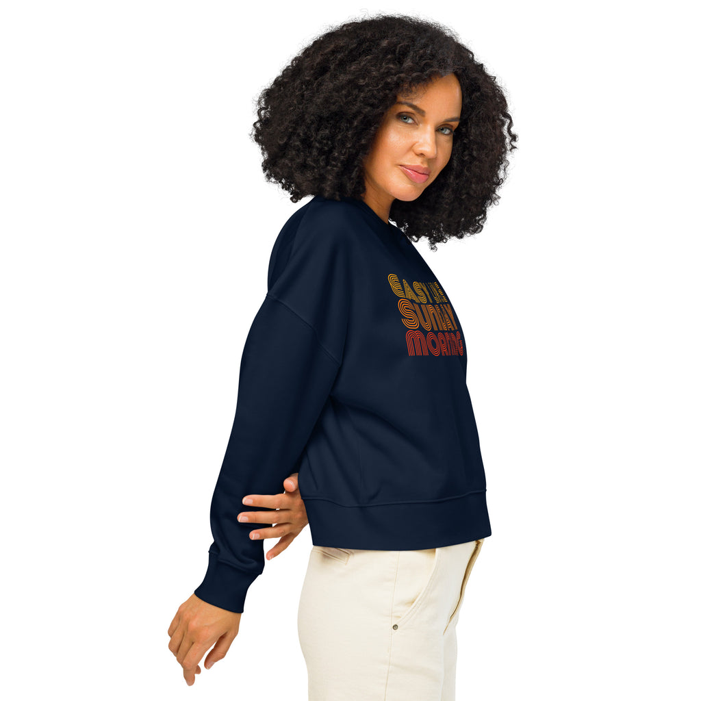 Womens Organic Crew Neck Sweatshirt - Retro Easy Like Sunday 70s Graphic