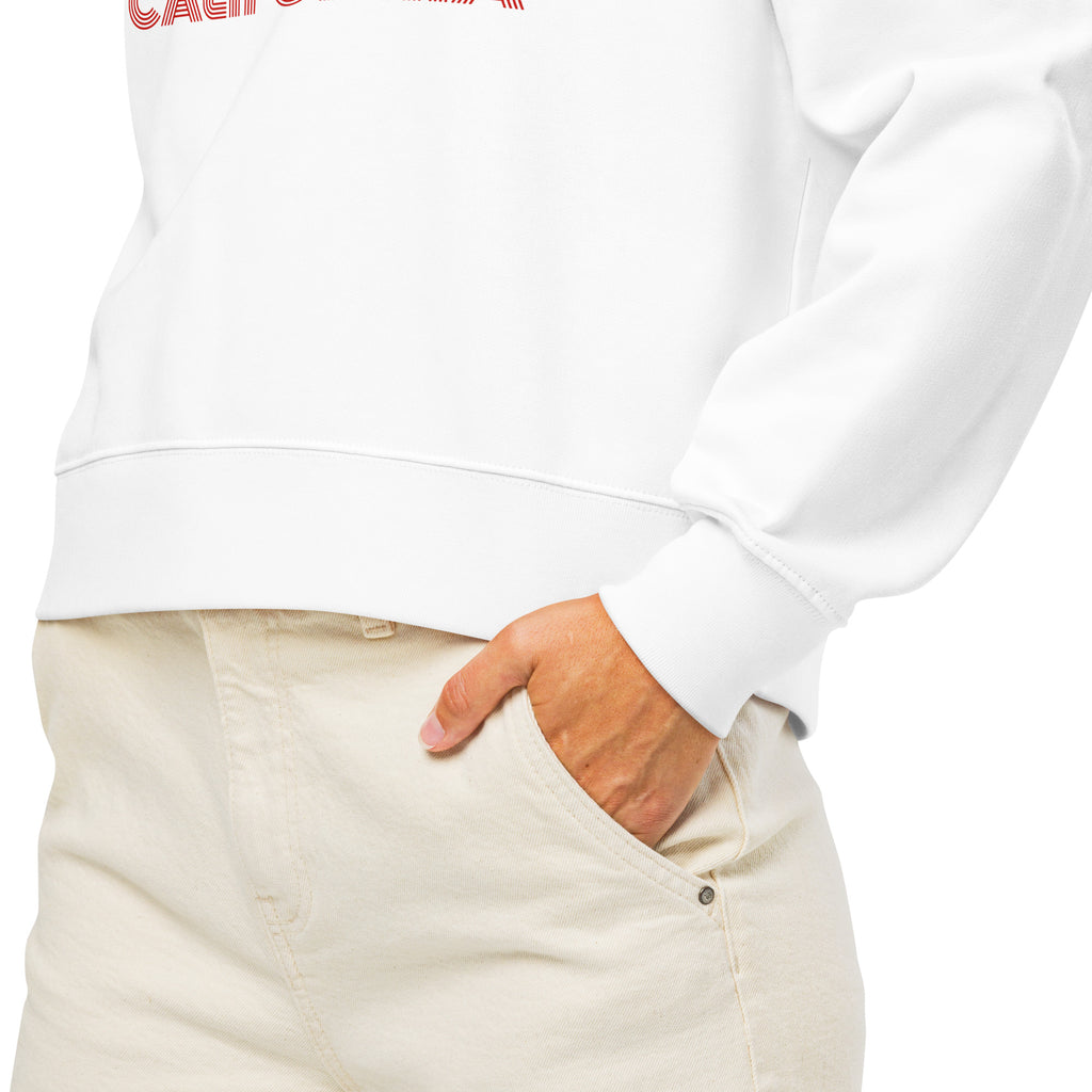 Womens Organic Crew Neck Sweatshirt - Retro California Sunset Gradient 70s Graphic
