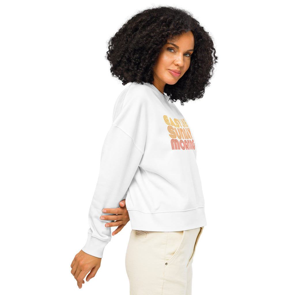 Womens Organic Crew Neck Sweatshirt - Retro Easy Like Sunday 70s Graphic
